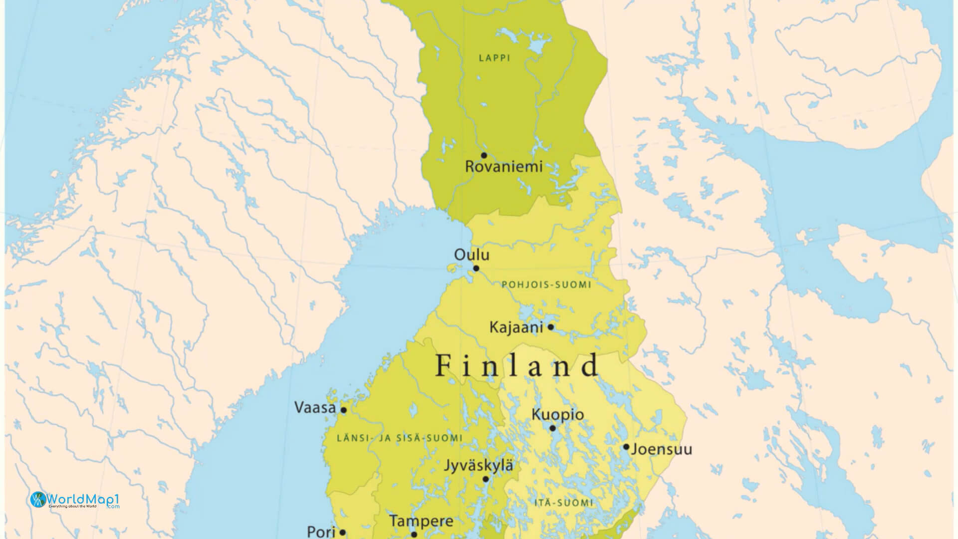 Karte von Finnland mit Städten
